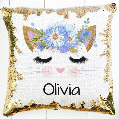 Picture of Personalized Magic Photo Sequin Pillow | Custom Name Pillow | Best Gift Idea for Birthday, Thanksgiving, Christmas etc.