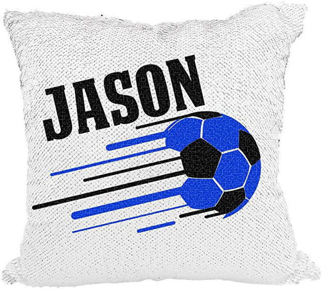 Picture of Personalized Name Football Magic Photo Sequin Pillow | Custom Sequin Pillow | Best Gift Idea for Birthday, Thanksgiving, Christmas etc.