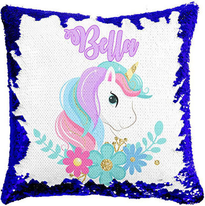 Picture of Personalized Pretty Unicorn Magic Photo Sequin Pillow | Custom Name Decor Pillow | Best Gift Idea for Birthday, Thanksgiving, Christmas etc.