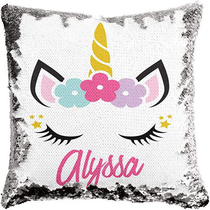 Picture of Personalized Unicorn Magic Photo Sequin Pillow | Custom Sequin Pillow | Best Gift Idea for Birthday, Thanksgiving, Christmas etc.