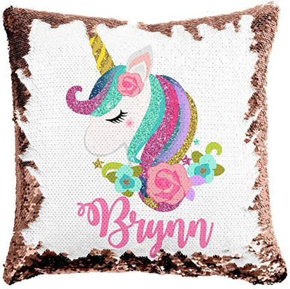 Picture of Personalized Unicorn Magic Photo Sequin Pillow | Custom Name Pillow | Best Gift Idea for Birthday, Thanksgiving, Christmas etc.