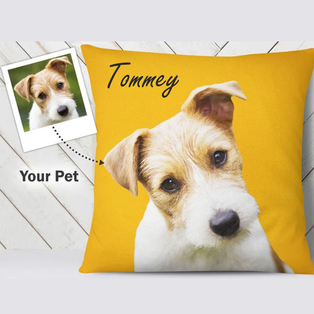 Picture of Custom Pet Pillow with Photo of Your Pet on Custom Color Background | Professional Photo Editing Included | Best Gift Idea for Birthday, Thanksgiving, Christmas etc.