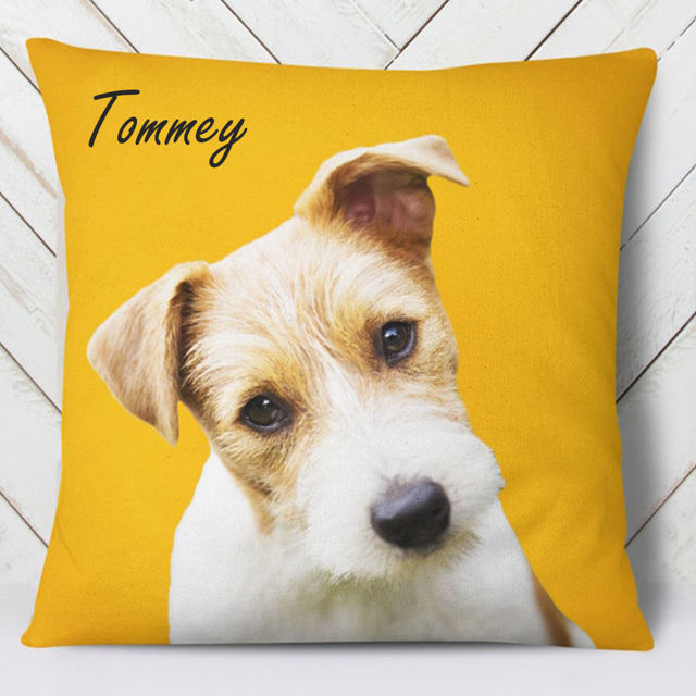 Picture of Custom Pet Pillow with Photo of Your Pet on Custom Color Background | Professional Photo Editing Included | Best Gift Idea for Birthday, Thanksgiving, Christmas etc.