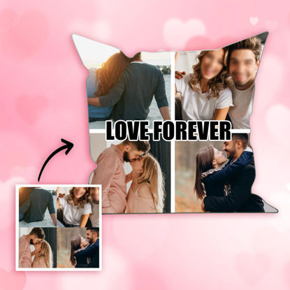Picture of Personalized Throw Four-square grid photos Pillow | Design With Your Lover | Best Gift Idea for Birthday, Thanksgiving, Christmas etc.