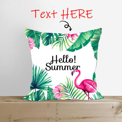 Picture of Custom Home Pillow Summer Pillow Add Text | Flamingo | Best Gift Idea for Birthday, Thanksgiving, Christmas etc.