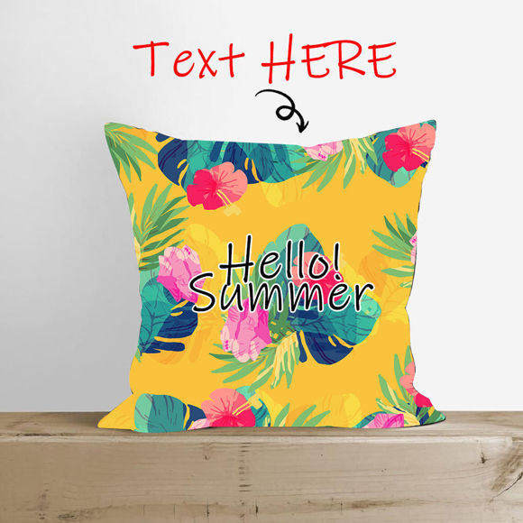 Picture of Custom Home Pillow Summer Pillow Add Text | Yellow Summer | Best Gift Idea for Birthday, Thanksgiving, Christmas etc.