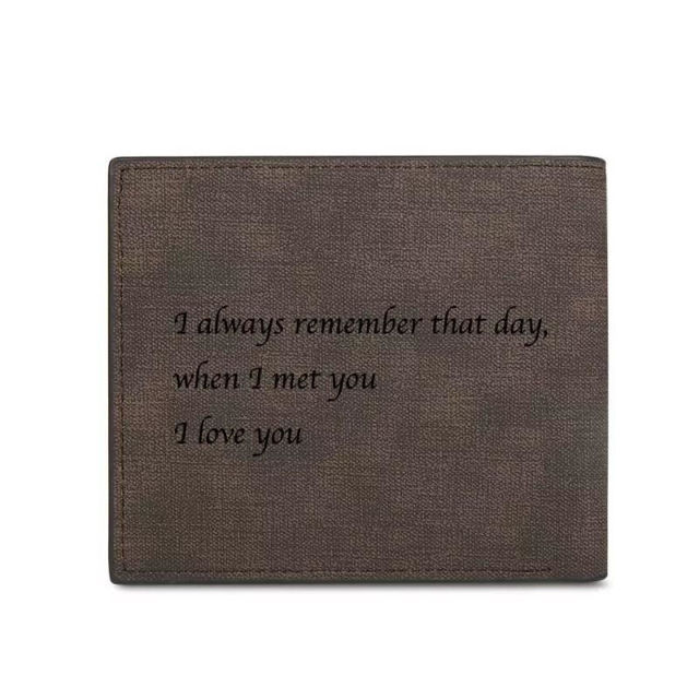 Picture of Personalized Men's Engraved Photo Wallet - Dark Brown - Custom Photo & Text Engraved Trifold Wallet Best Gifts for Father Husband or Boyfriend