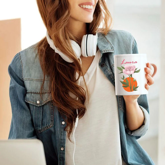 Picture of Personalized Colorful Floral Mugs Best Gifts for Her | Funny Gift Ideas for Birthday, Thanksgiving, Christmas etc.