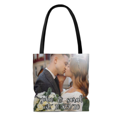 Picture of Custom Photo Portable Hand Canvas Bag | Personalized Names and Date Anniversary Gift | Best Gift Idea for Birthday, Thanksgiving, Christmas etc.