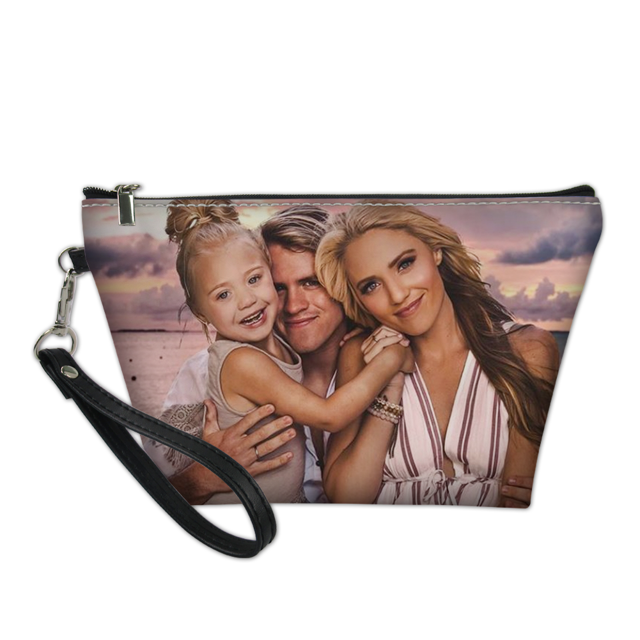 Picture of Custom Photo Portable Cosmetic Bag | Personalized Family Photo Make Up Bag | Best Gift Idea for Birthday, Thanksgiving, Christmas etc.