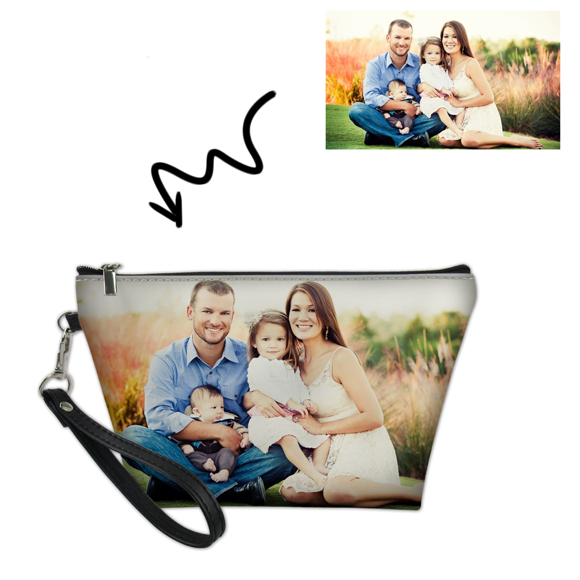 Picture of Custom Photo Portable Cosmetic Bag | Personalized Family Photo Make Up Bag | Best Gift Idea for Birthday, Thanksgiving, Christmas etc.