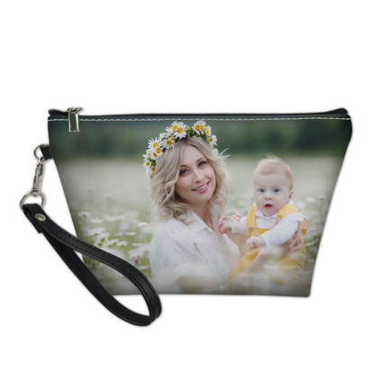 Picture of Custom Photo Portable Cosmetic Bag | Personalized Your Love Ones Photo Make Up Bag | Customized Gifts for the Best Mom Mother's Day | Best Gift Idea for Birthday, Thanksgiving, Christmas etc.