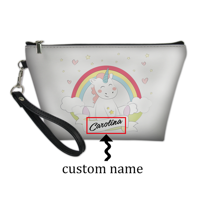 Picture of Custom Unicorn Portable Cosmetic Bag | Personalized Make Up Bag | Personalized Color And Name Personalized Gifts | Best Gift Idea for Birthday, Thanksgiving, Christmas etc.