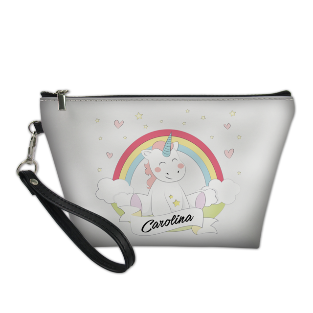 Picture of Custom Unicorn Portable Cosmetic Bag | Personalized Make Up Bag | Personalized Color And Name Personalized Gifts | Best Gift Idea for Birthday, Thanksgiving, Christmas etc.