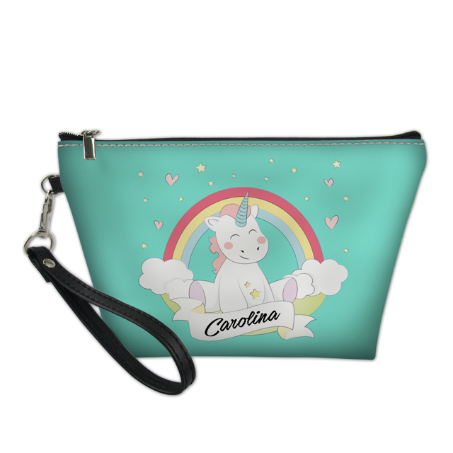 Picture of Custom Unicorn Portable Cosmetic Bag | Personalized Make Up Bag | Personalized Color And Name Personalized Gifts | Best Gift Idea for Birthday, Thanksgiving, Christmas etc.