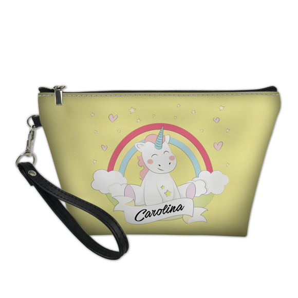 Picture of Custom Unicorn Portable Cosmetic Bag | Personalized Make Up Bag | Personalized Color And Name Personalized Gifts | Best Gift Idea for Birthday, Thanksgiving, Christmas etc.