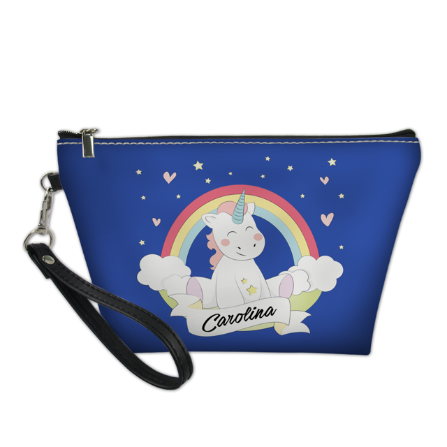 Picture of Custom Unicorn Portable Cosmetic Bag | Personalized Make Up Bag | Personalized Color And Name Personalized Gifts | Best Gift Idea for Birthday, Thanksgiving, Christmas etc.