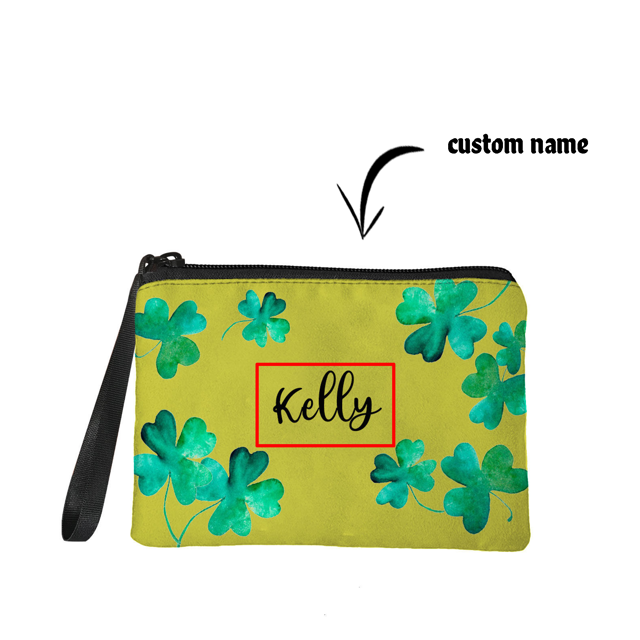 Picture of Custom Clover Portable Coin Purse | Personalized Name Coin Purse | Personaliezed Gifts | Best Gift Idea for Birthday, Thanksgiving, Christmas etc.