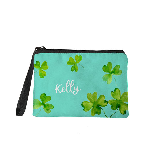 Picture of Custom Four Leaves Clover Portable Coin Purse | Personalized Name Coin Purse | Personaliezed Gifts | Best Gift Idea for Birthday, Thanksgiving, Christmas etc.