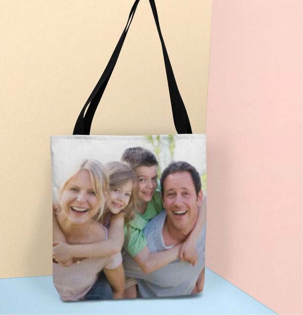 Picture of Personalize with Your Family and Lovely Pets Photos Tote Bag | Best Gifts Idea for Birthday, Thanksgiving, Christmas etc.