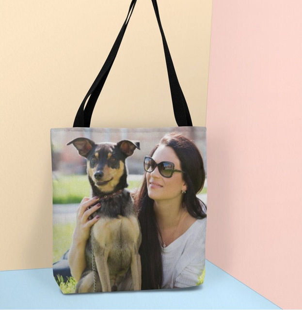 Picture of Personalize with Your Family and Lovely Pets Photos Tote Bag | Best Gifts Idea for Birthday, Thanksgiving, Christmas etc.