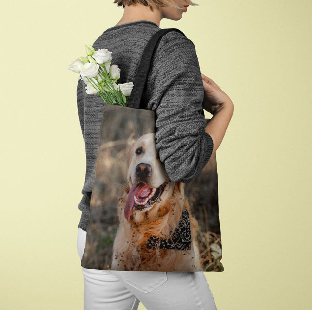 Picture of Personalize with Your Loved Ones and Lovely Pets Photos Tote Bag | Best Gifts Idea for Birthday, Thanksgiving, Christmas etc.