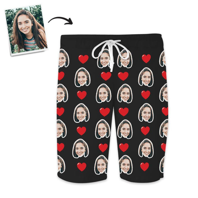 Picture of Custom Home Shorts Pajama Pants - Personalized Photo Face copy Unisex Pajama Pants - Best Gift for Family and Friends