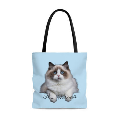 Picture of Customized Pet Photo Tote Bag With Personalized Background Color | Gift For Cat Mom | Best Gifts Idea for Birthday, Thanksgiving, Christmas etc.