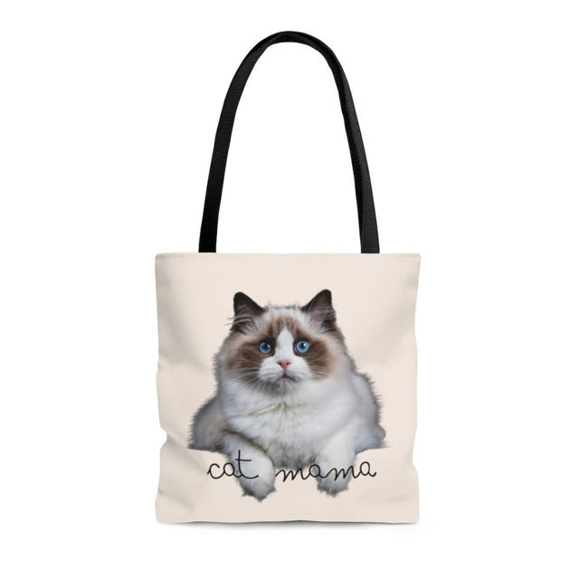 Picture of Customized Pet Photo Tote Bag With Personalized Background Color | Gift For Cat Mom | Best Gifts Idea for Birthday, Thanksgiving, Christmas etc.