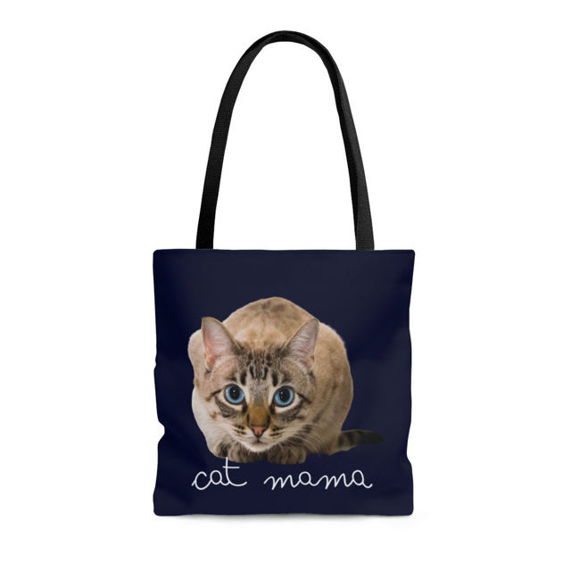 Picture of Customized Pet Photo Tote Bag With Personalized Background Color | Gift For Cat Mom | Best Gifts Idea for Birthday, Thanksgiving, Christmas etc.