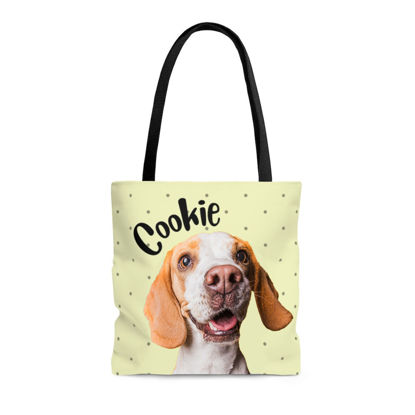 Picture of Customized Pet Upper-body Photo Tote Bag Little Dots Elements With Personalized Name And Background Color | Best Gifts Idea for Birthday, Thanksgiving, Christmas etc.