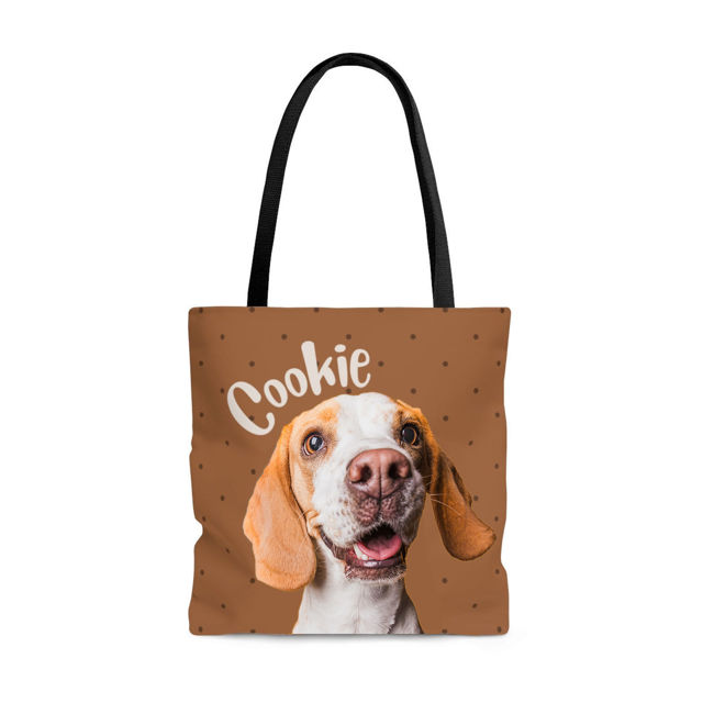 Picture of Customized Pet Upper-body Photo Tote Bag Little Dots Elements With Personalized Name And Background Color | Best Gifts Idea for Birthday, Thanksgiving, Christmas etc.