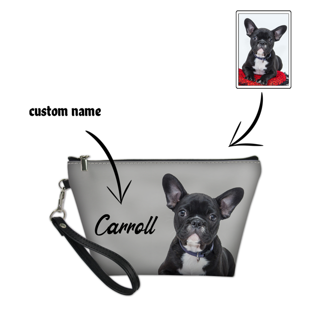 Picture of Custom Photo Portable Cosmetic Bag | Personalized Pet Photo Make Up Bag | Personalized Pet Photo And Name | Custom Gifts For Pet Lovers | Best Gifts Idea for Birthday, Thanksgiving, Christmas etc.