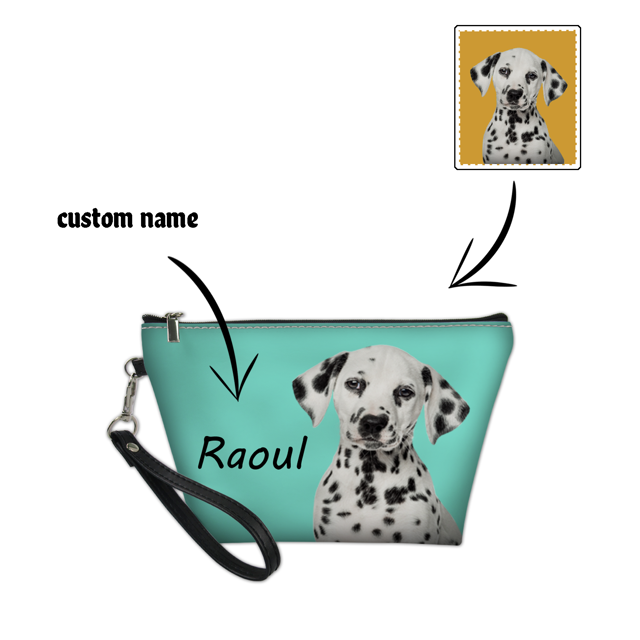 Picture of Custom Puppy Photo Portable Cosmetic Bag | Personalized Pet Photo Make Up Bag | Personalized Pet Photo And Name | Personalized Gifts For Pet Mommy | Best Gifts Idea for Birthday, Thanksgiving, Christmas etc.