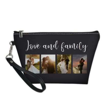 Picture of Custom 4 Photos Portable Cosmetic Bag | Personalized Photo Make Up Bag | Personalized Text Personalized Gifts | Best Gifts Idea for Birthday, Thanksgiving, Christmas etc.
