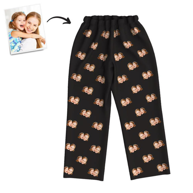 Picture of Custom Photo Double Multi-person Avatar Pajama Pants - Personalized Photo Face copy Unisex Pajama Pants - Best Gift for Family and Friends