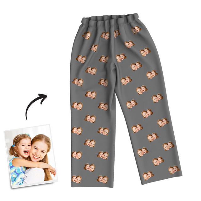 Picture of Custom Photo Double Multi-person Avatar Pajama Pants - Personalized Photo Face copy Unisex Pajama Pants - Best Gift for Family and Friends