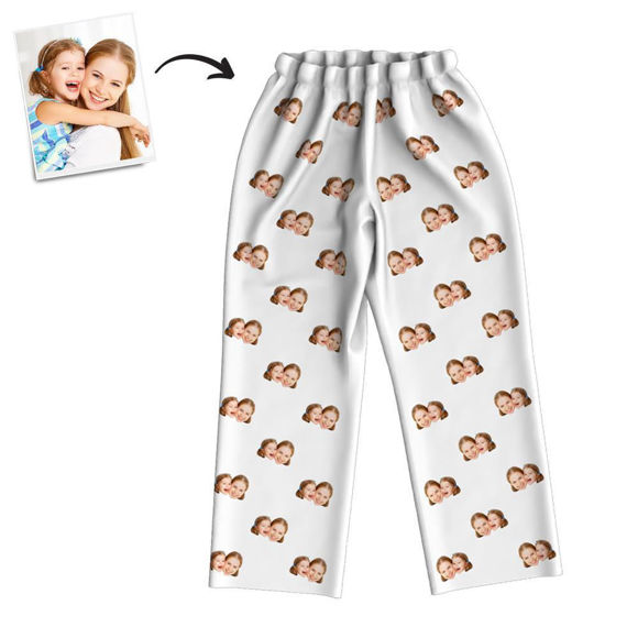 Picture of Custom Photo Double Multi-person Avatar Pajama Pants - Personalized Photo Face copy Unisex Pajama Pants - Best Gift for Family and Friends
