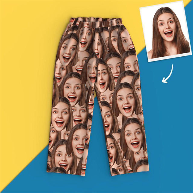 Picture of Custom Multi-avatar Long Pajama Pants - Personalized Photo Face copy Unisex Pajama Pants - Best Gift for Family and Friends