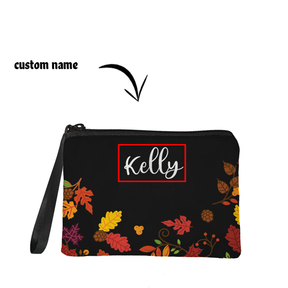 Picture of Custom Autumn Leaves Portable Coin Purse | Personalized Name Coin Purse | Personaliezed Gifts | Best Gifts Idea for Birthday, Thanksgiving, Christmas etc.