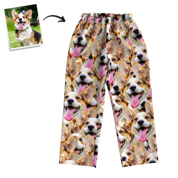 Picture of Customized Colorful Multi-face Pajamas Pants - Custom Photo Unisex Pajama Bottoms - Best Gift for Family and Friends