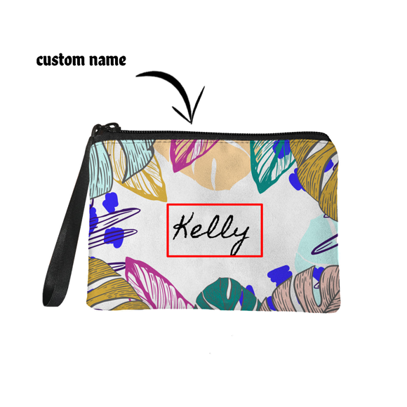 Picture of Custom Colorful Leaves Portable Coin Purse | Personalized Name Coin Purse | Personaliezed Gifts | Best Gifts Idea for Birthday, Thanksgiving, Christmas etc.