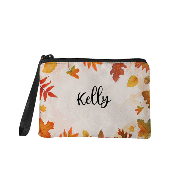 Picture of Custom Maple Leaves Portable Coin Purse | Personalized Name Coin Purse | Personaliezed Gifts | Best Gifts Idea for Birthday, Thanksgiving, Christmas etc.