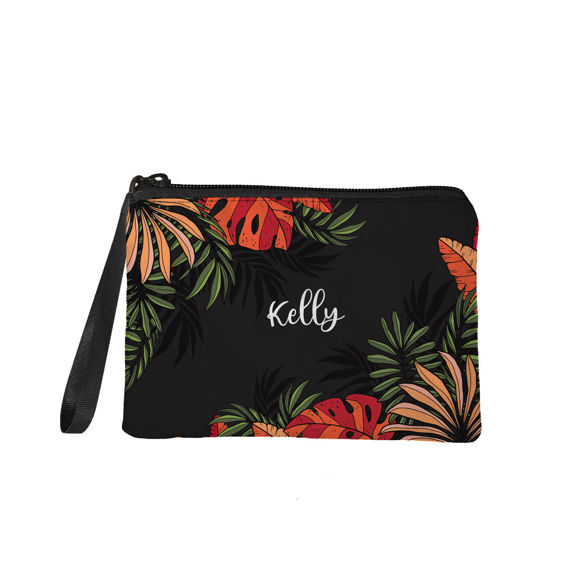 Picture of Custom Tropical Leaves Portable Coin Purse | Personalized Name Coin Purse | Personaliezed Gifts | Best Gifts Idea for Birthday, Thanksgiving, Christmas etc.