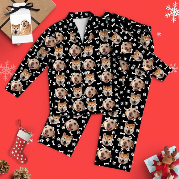 Picture of Custom Christmas Pet Pajamas Custom Christmas Gifts for Your Pets - Santa Hat  -  Personalized Face Copy Unisex Pajamas - Best Gift for Family, Friend