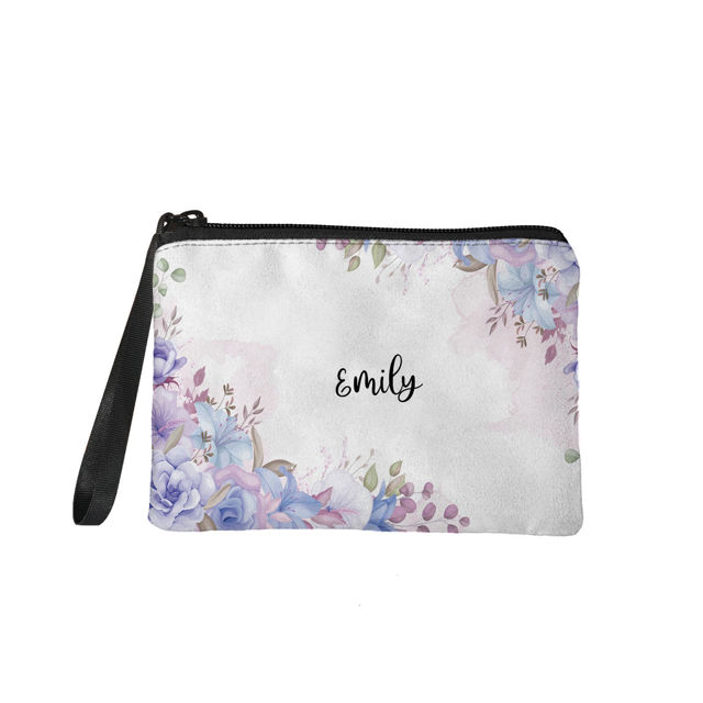 Picture of Custom Gentle Flowers Portable Coin Purse | Personalized Name Coin Purse | Personaliezed Gifts | Best Gifts Idea for Birthday, Thanksgiving, Christmas etc.