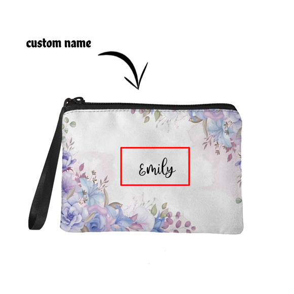 Picture of Custom Gentle Flowers Portable Coin Purse | Personalized Name Coin Purse | Personaliezed Gifts | Best Gifts Idea for Birthday, Thanksgiving, Christmas etc.