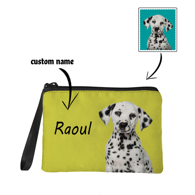 Picture of Custom Puppy Photo Portable Coin Purse | Personalized Pet Photo Coin Purse | Personalized Pet Photo And Name | Personalized Gifts For Pet Mommy | Best Gifts Idea for Birthday, Thanksgiving, Christmas etc.