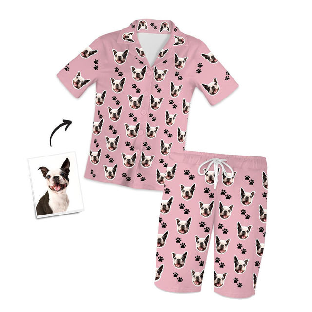 Picture of Custom Pet Feet Pajamas Short Sleeve Shorts - Personalized Face Copy Unisex Pajamas - Best Gift For Family, Friend