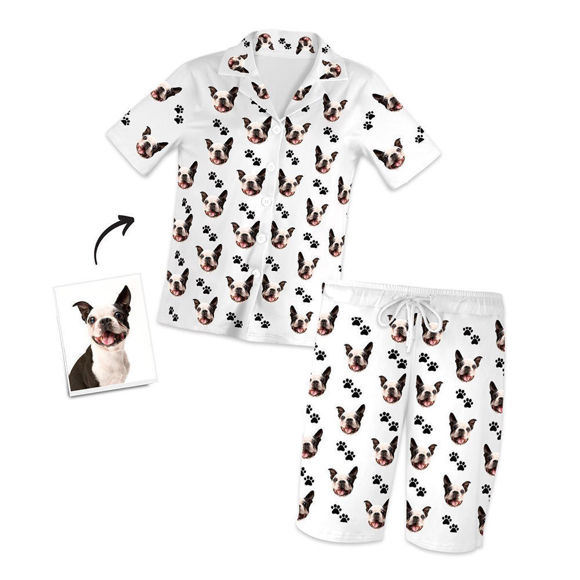 Picture of Custom Pet Feet Pajamas Short Sleeve Shorts - Personalized Face Copy Unisex Pajamas - Best Gift For Family, Friend